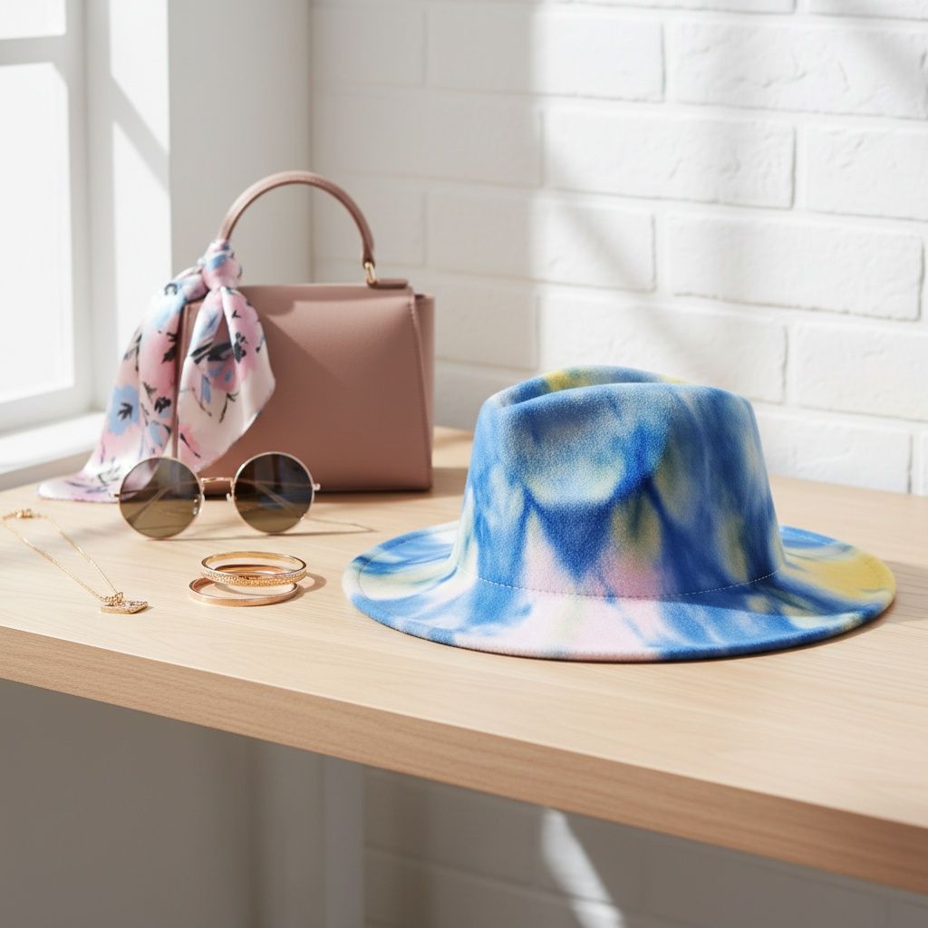Fedora Blue Pink Yellow Tie Dye Fashion Hat for Women