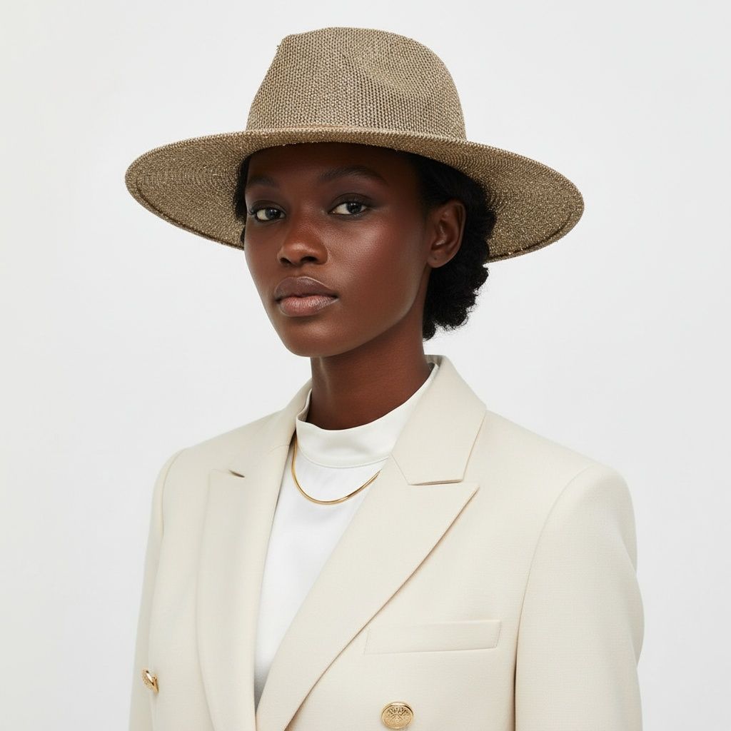 Cowboy Hat Light Brown Sequin Embroidery Panama Hat