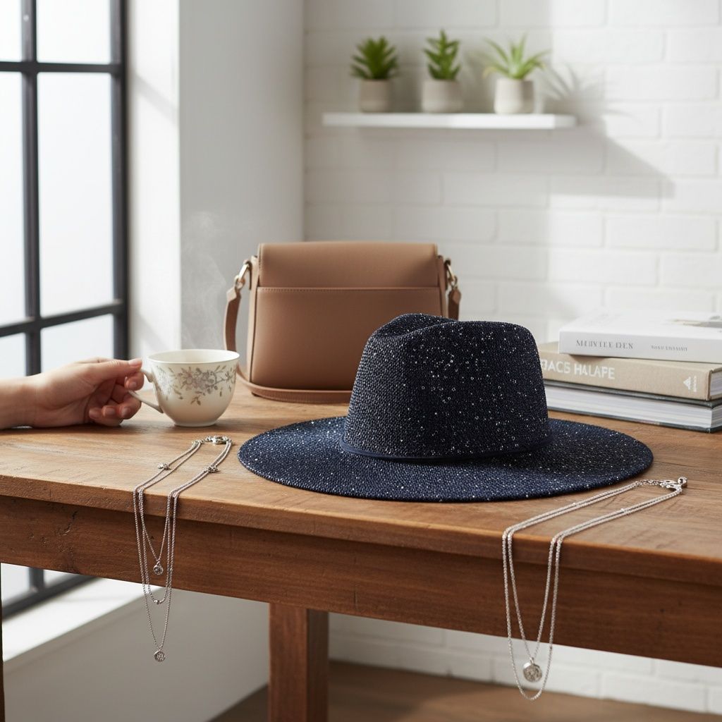 Cowboy Hat Navy Blue Sequin Embroidery Panama Hat