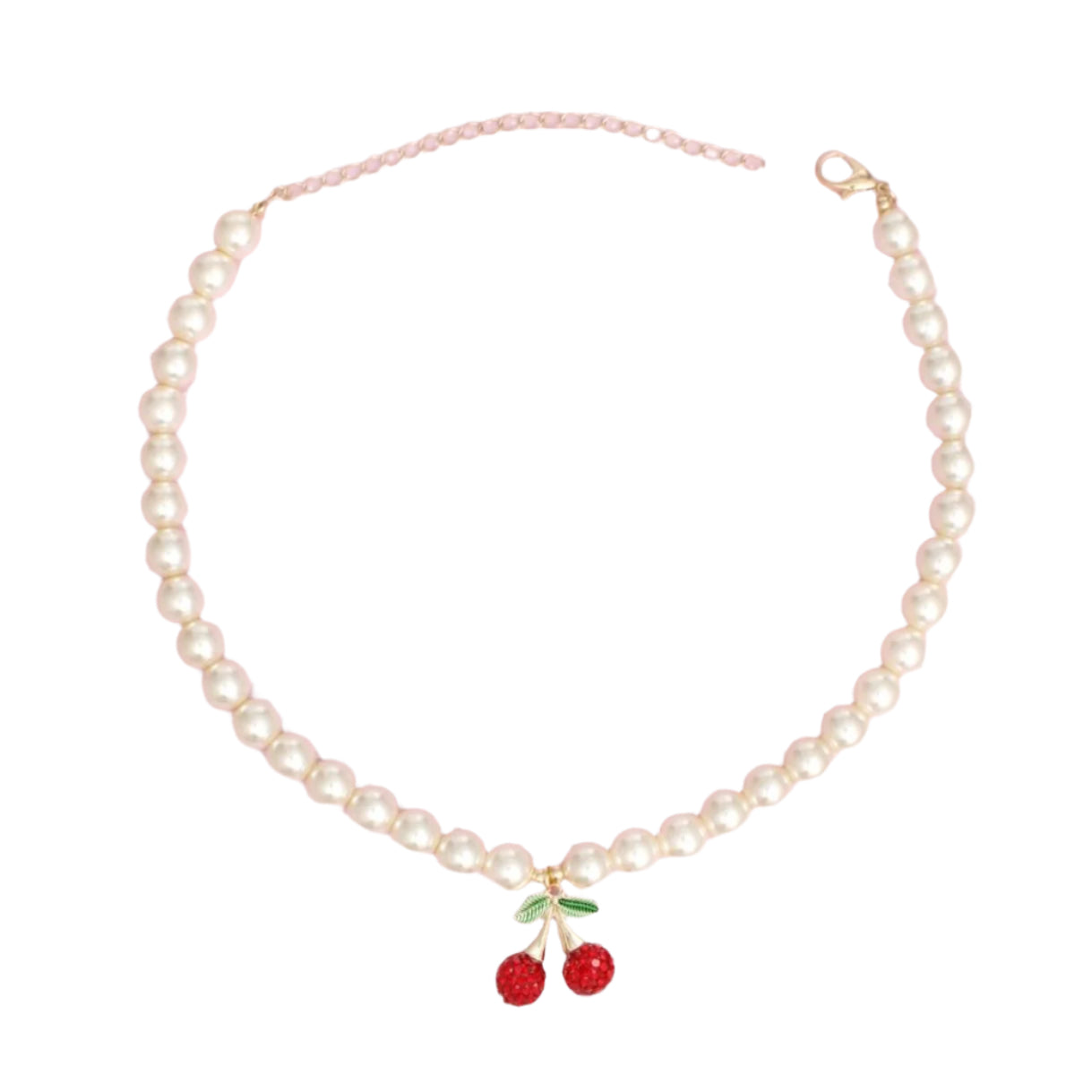 Pendant Cream Pearl Cherry Red Necklace for Women
