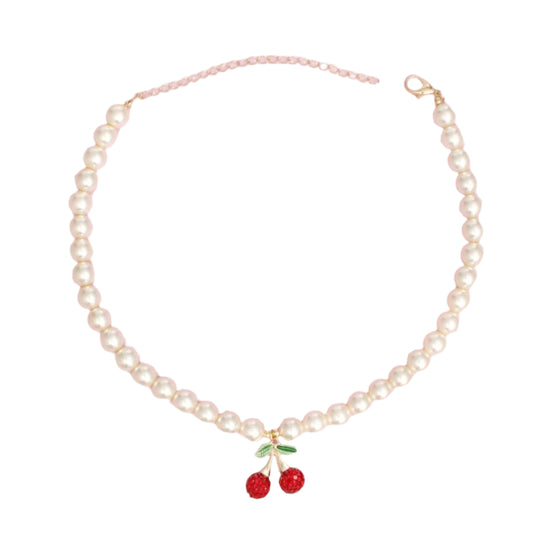 Pendant Cream Pearl Cherry Red Necklace for Women