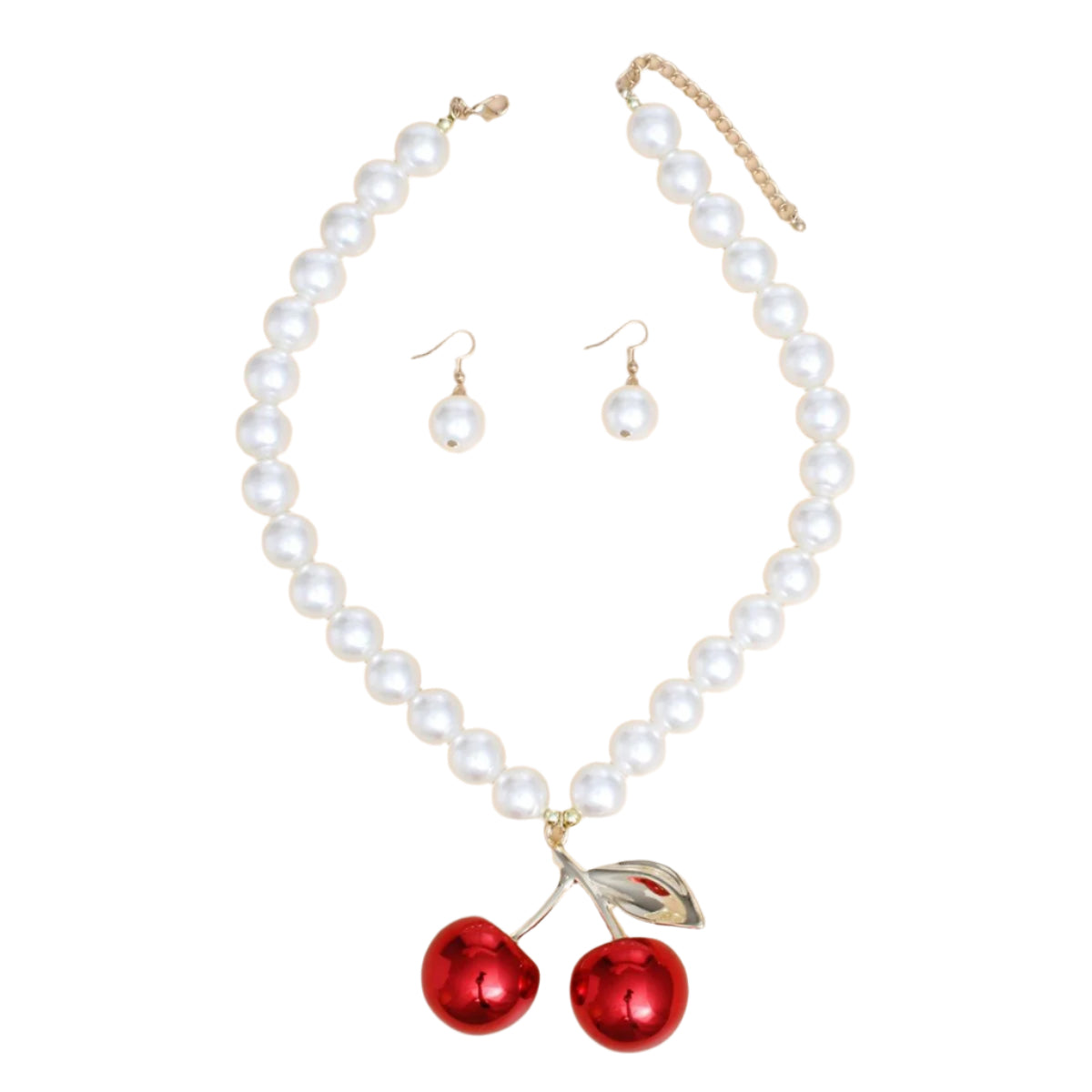 Pearl Necklace Cream Cherry Drop Pendant Necklace