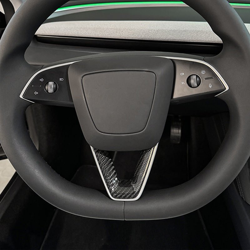 TESERT Dry Carbon Fiber Steering Wheel V-Cover for Model 3 Highland & Y Juniper