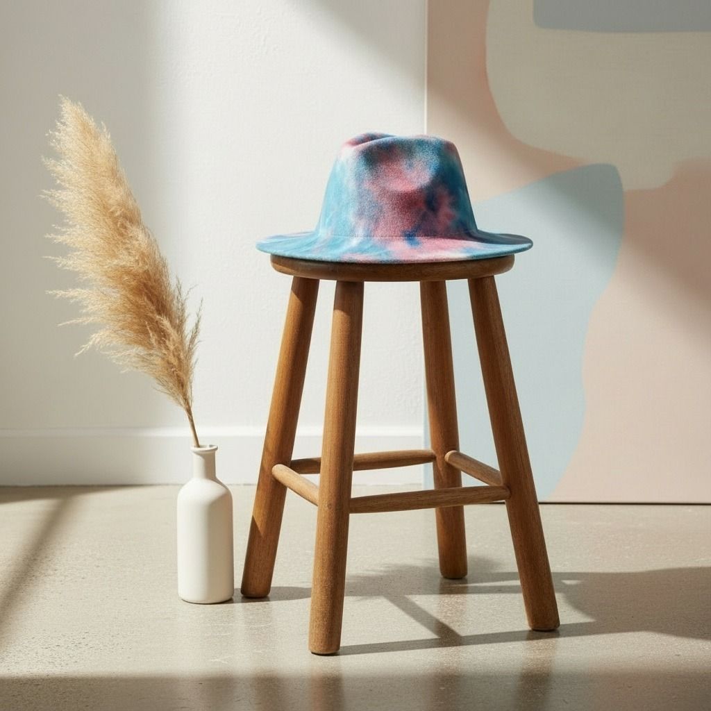 Fedora Blue and Pink Tie Dye Fashion Hat for Women