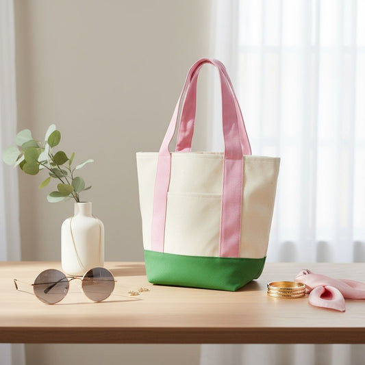 AKA Pink Green Accent Mini Canvas Tote Bag