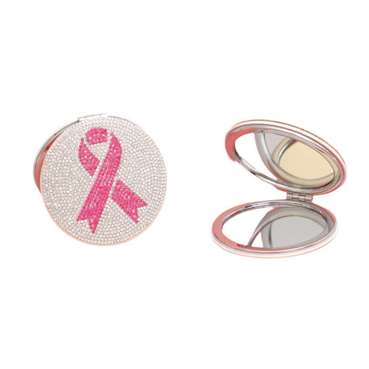 Breast Cancer Pink Ribbon Bling Mirror Compact