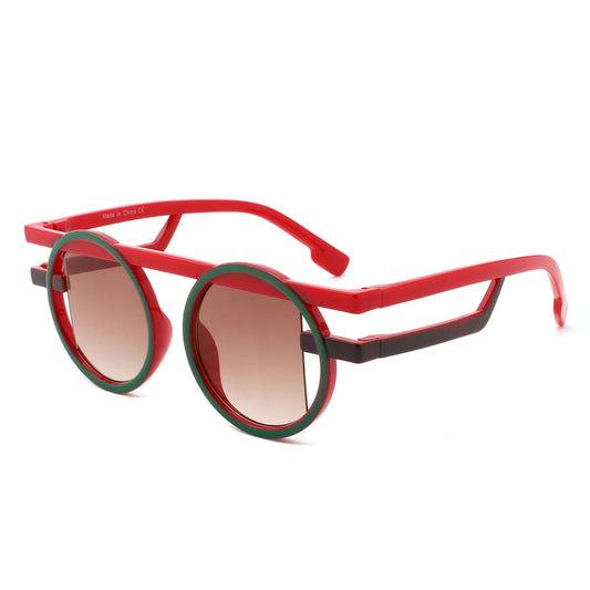 Sunglasses Yellow Round Futuristic Double Frame