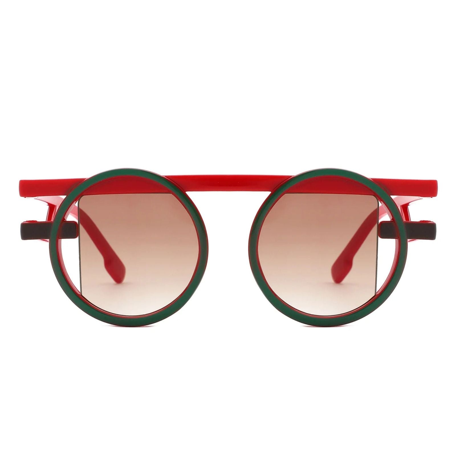 Sunglasses Yellow Round Futuristic Double Frame