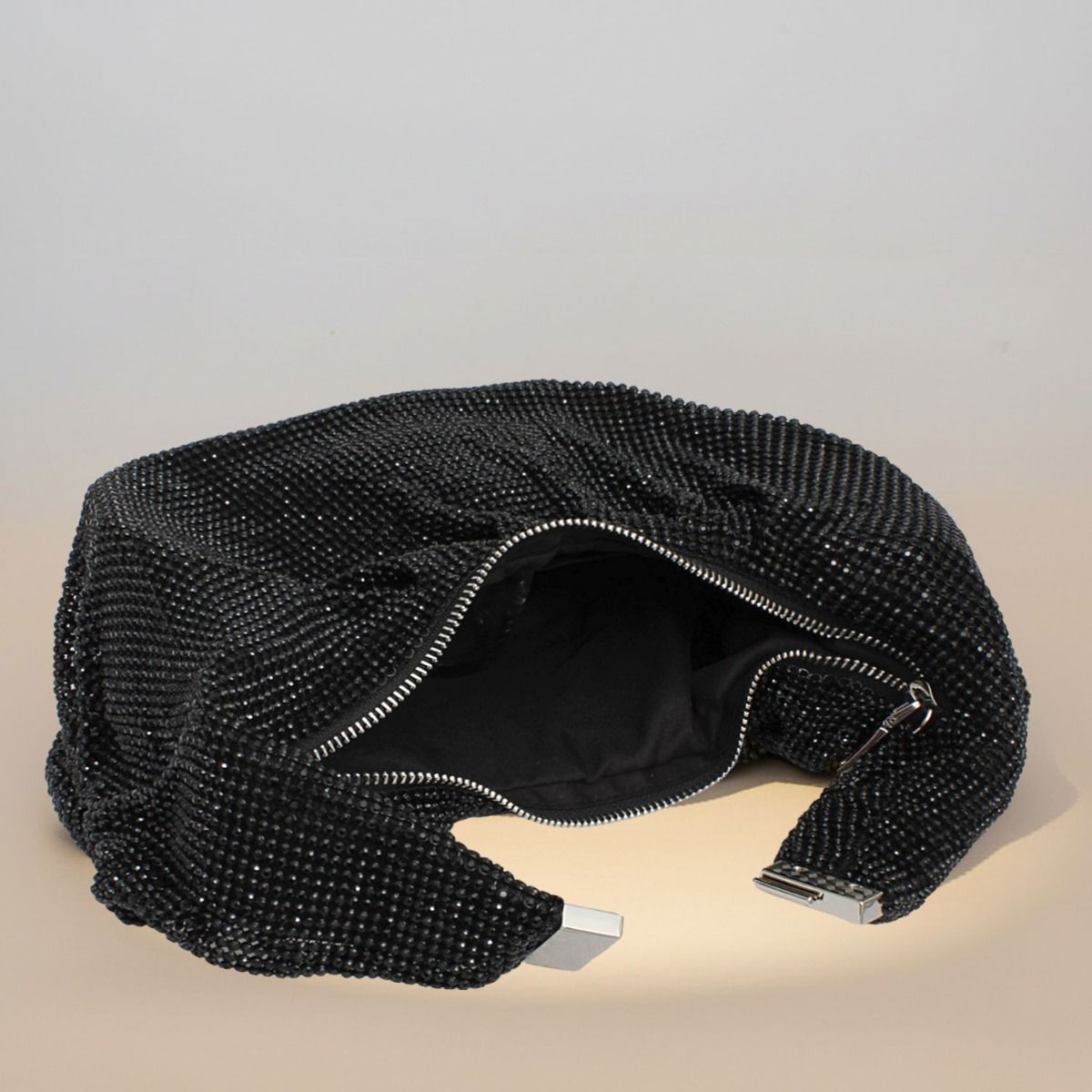 Clutch Premium Black Rhinestone Mesh Hobo Bag