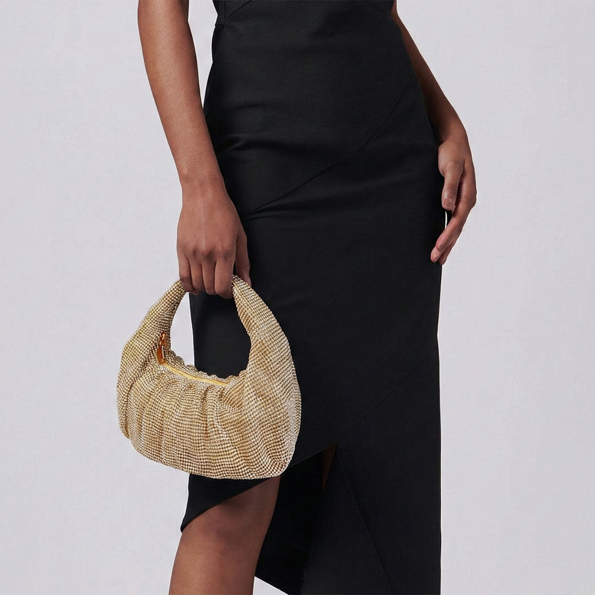 Clutch Premium Gold Rhinestone Mesh Hobo Bag