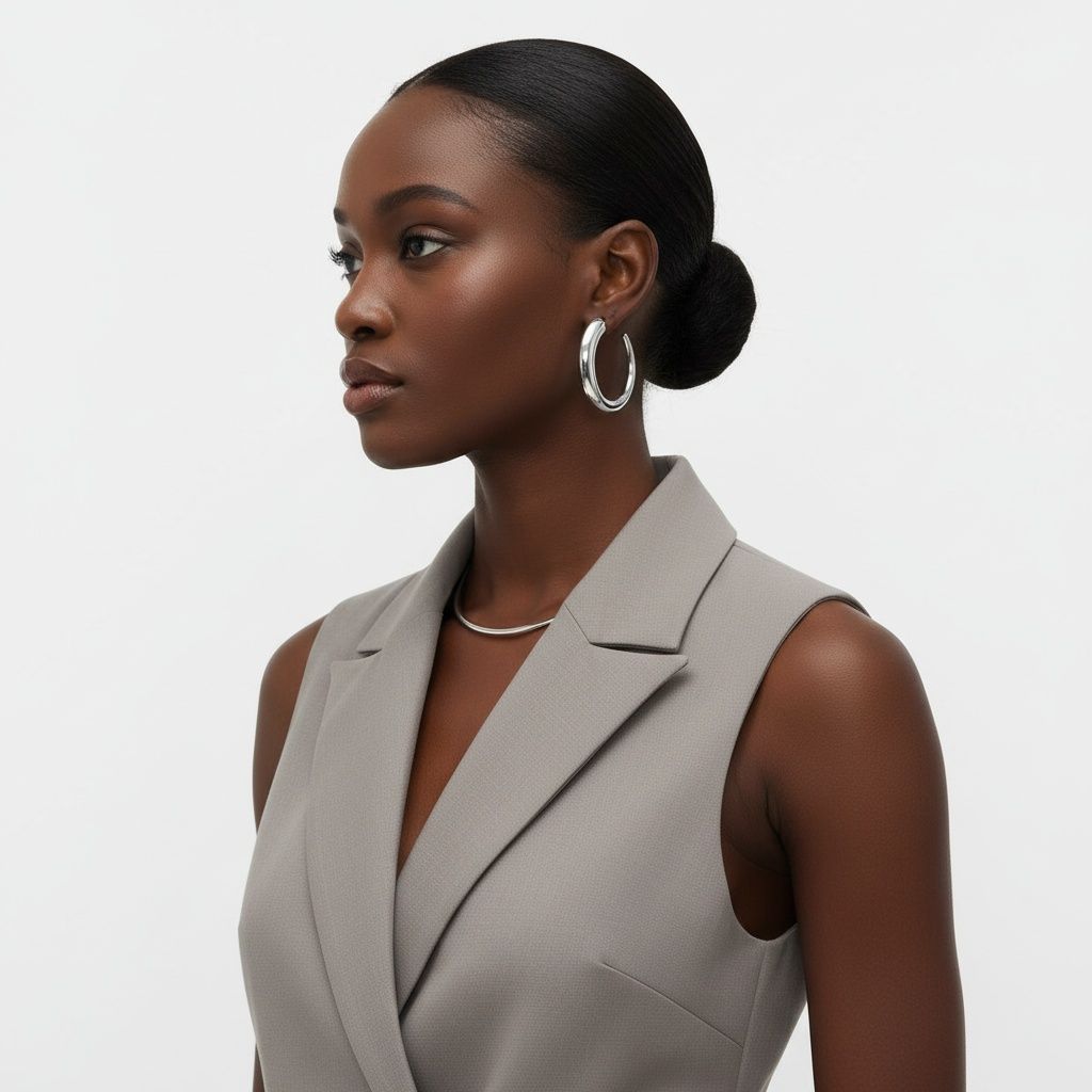 Stainless Steel Graduated Open C Hoop Earrings