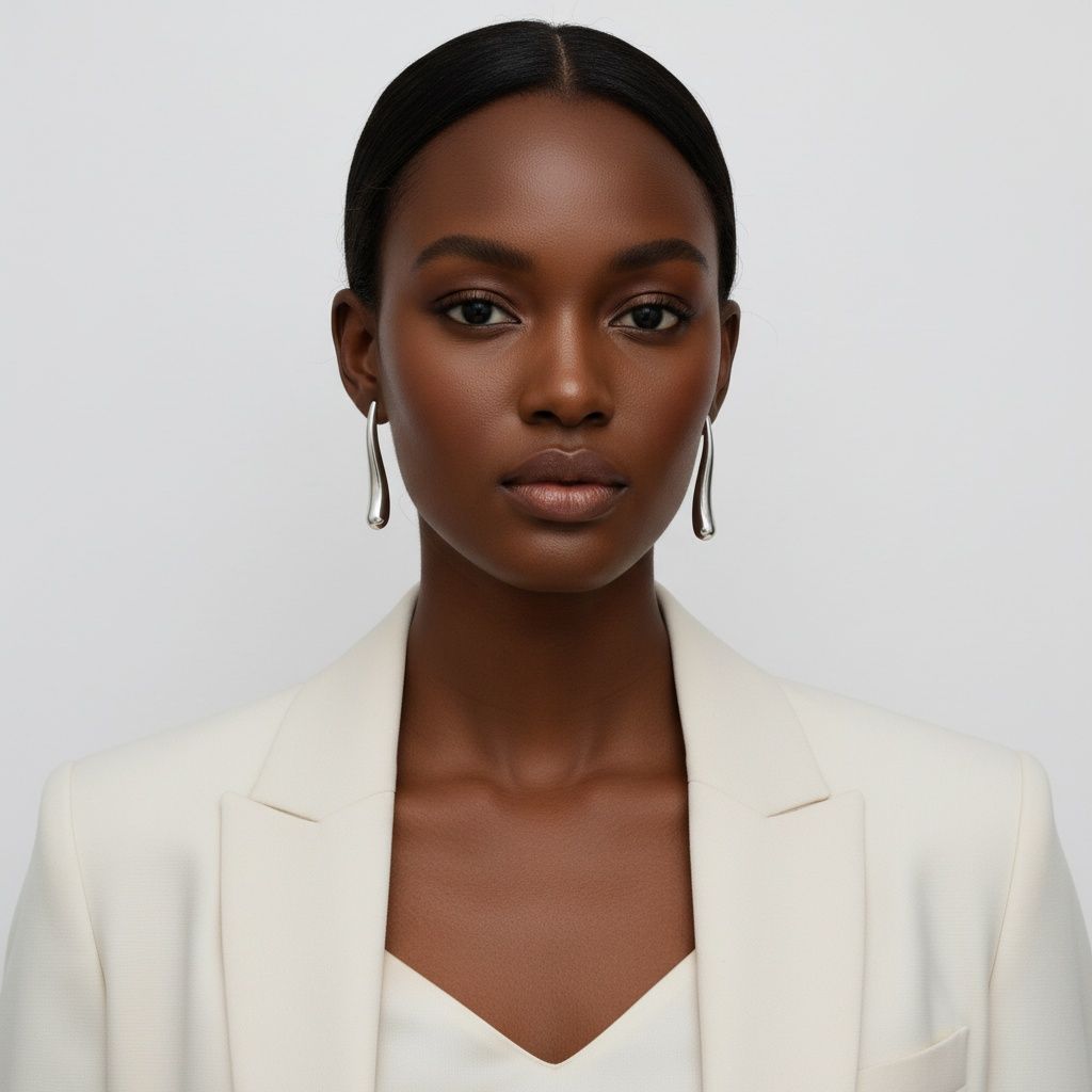 Stainless Steel Curved Long Teardrop Earrings