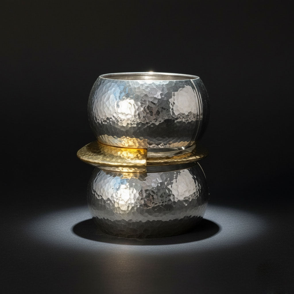 Bangle Hammered Gold Angular Futuristic Bracelet