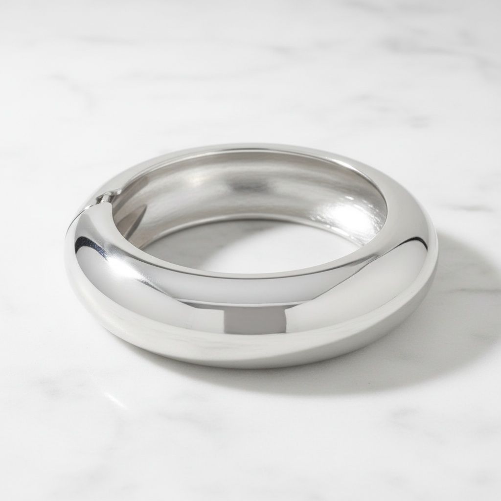 Bangle Smooth Silver Sculpted Shine Sleek Bracelet