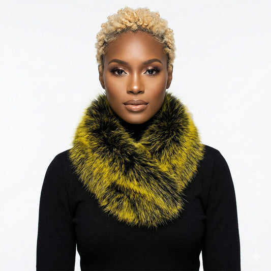 Scarf Luxe Faux Fur Yellow Collar Winter Stole
