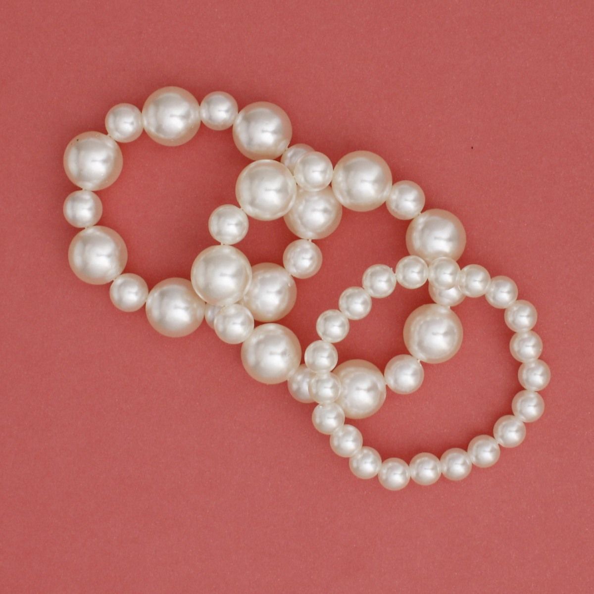 Cream Pearl 3 Pcs Classic Chunky Bracelet Set