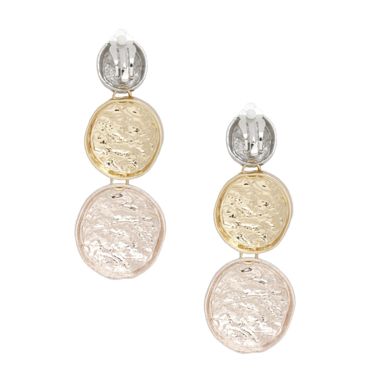 Clip On Heavy Duty Mixed Metal Round Earrings