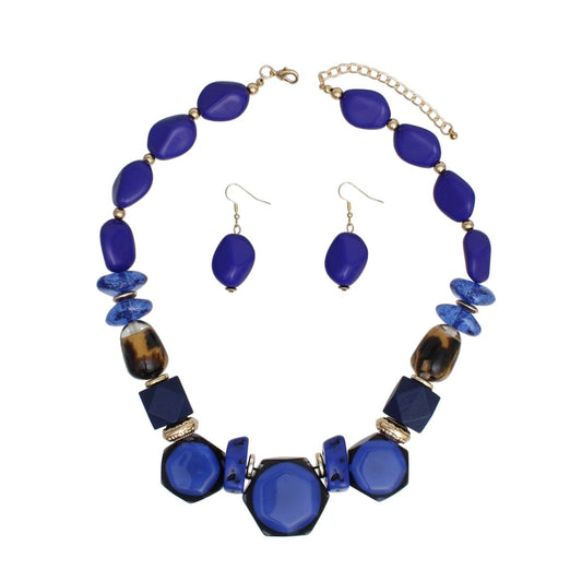 Necklace Blue Leopard Chunky Bead for Women