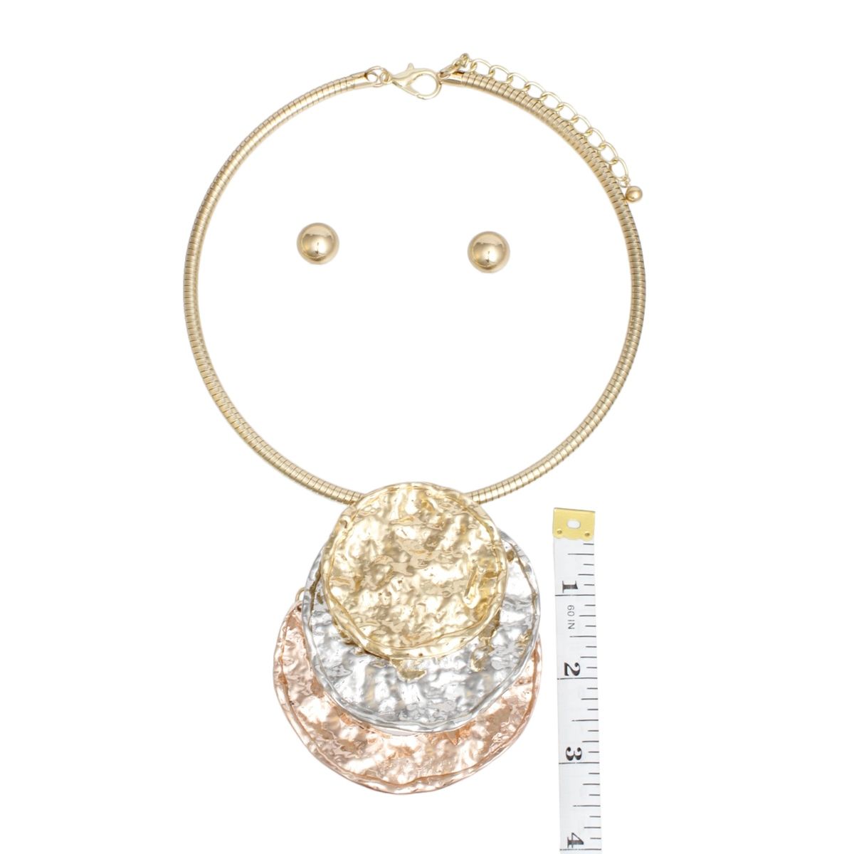 Pendant Mixed Industrial Stacked Disc Necklace