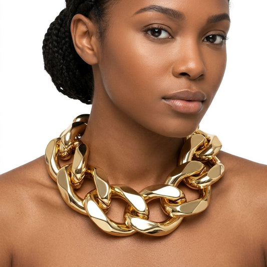 Ultra Chunky Gold Link Chain Runway Necklace