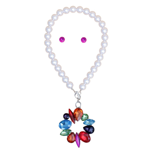 Toggle Pearl Multicolor Crystal Pendant Necklace