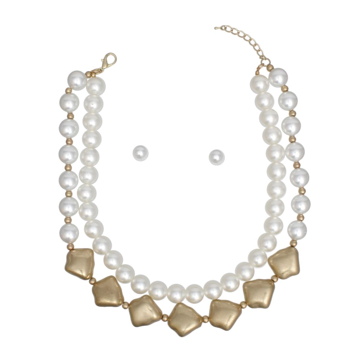 Layered Matte Gold Chunky Vintage Pearl Necklace