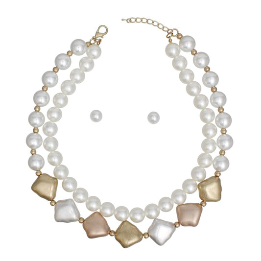 Layered Matte Multi Chunky Vintage Pearl Necklace