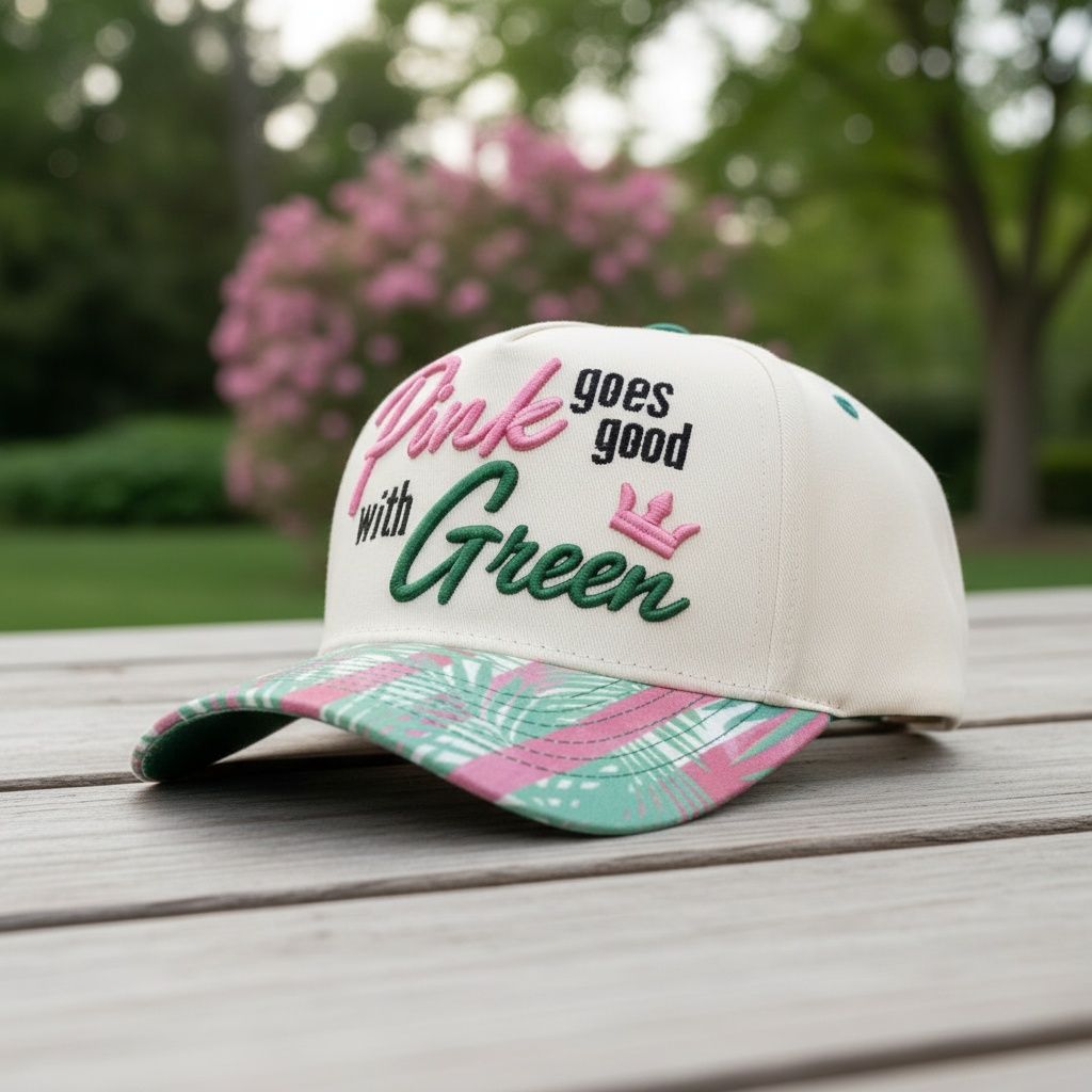 Pink Goes Good with Green Baseball Cap