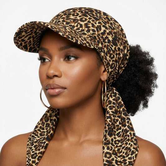 Varsatile Scarf Baseball Cap Leopard Print Hat for Women