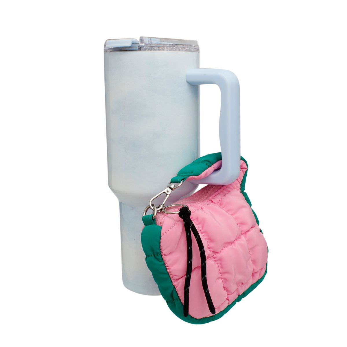 AKA Pink Green Quilted Mini Keychain Stanley Clip