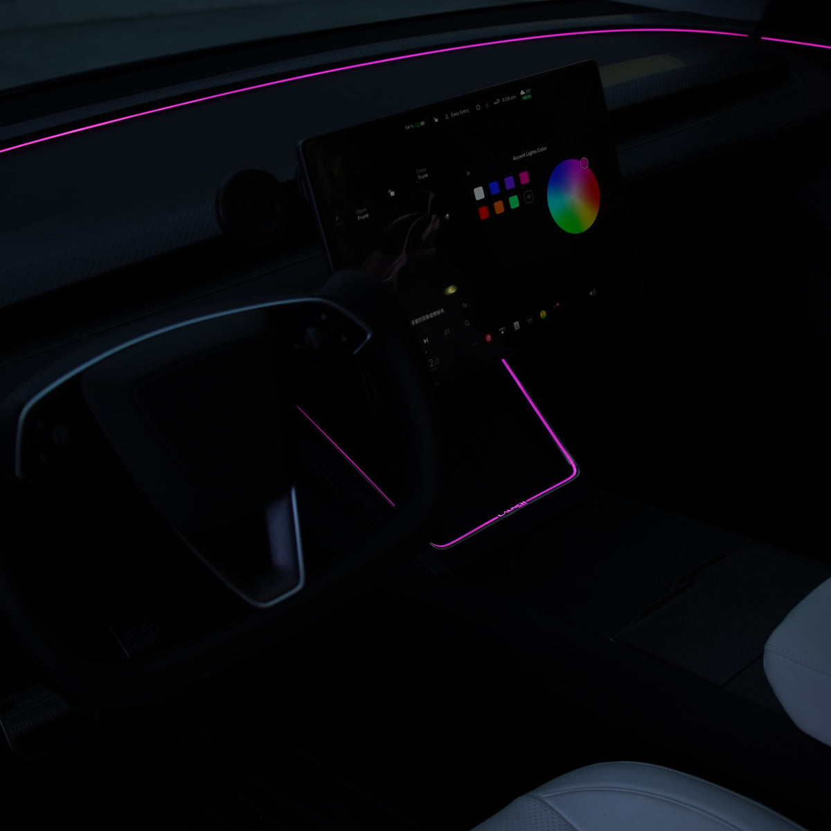 Laser-Carved Ambient Light for Model Y Juniper Wireless Charging Port | TESERY