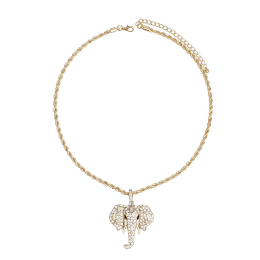 Pendant Gold Glam Pave Elephant Chain Necklace