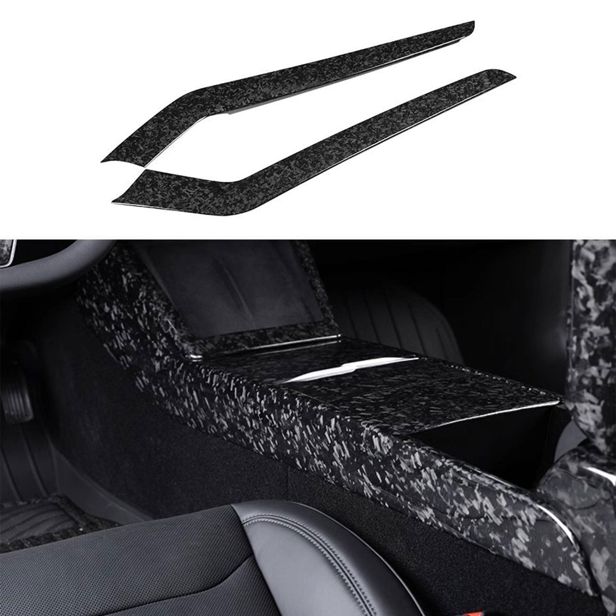 Real Dry Carbon Fiber Center Console Side Panel Overlays for Model 3 Highland / Model Y Juniper(2 Pieces)